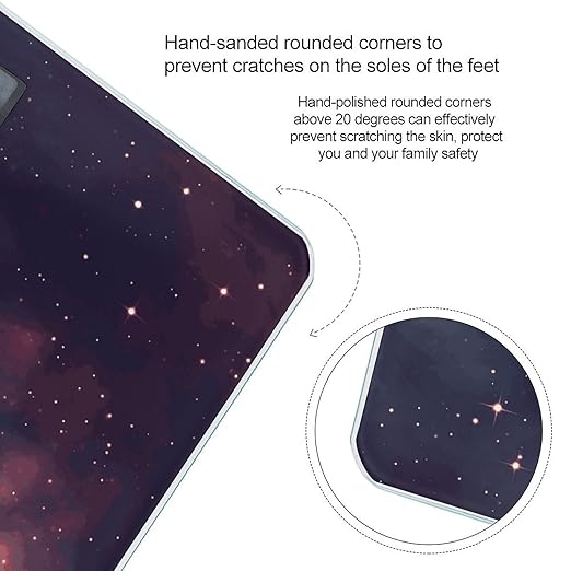 Star Field in Deep Space Scale with LCD Easy-to-Read Anti-Slip Weight Digital Bathroom Scale Precision Weighing Scales Sturdy Tempered Glass Body Weight Scales for Daily Use