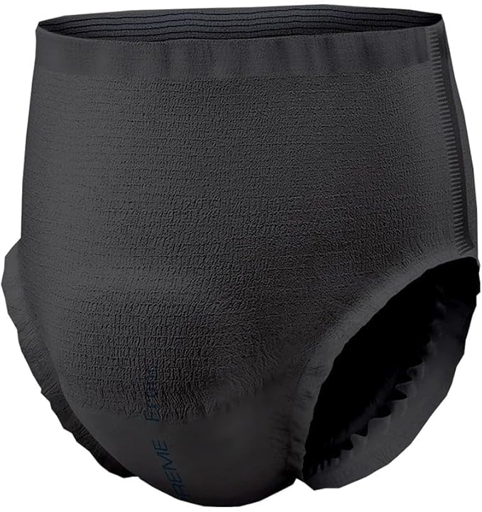 NorthShore GoSupreme Overnight Pull-On Underwear 8-Hour Leak Protection Large 56-Count Case Black (36-48 in Waist) Unisex Adult Diapers