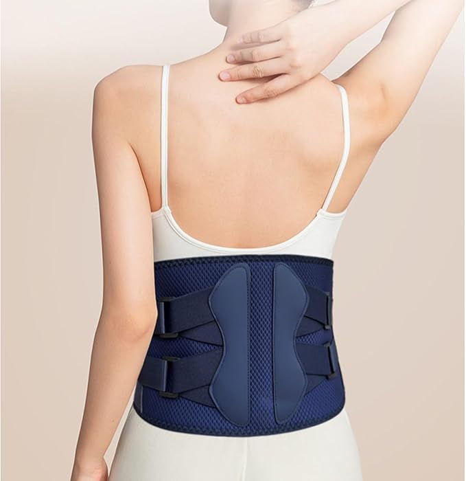 Heated Waist Massager Belt Cordless Infrared Heating Pad Waist Warmer Massager Rechargeable Multi-Functional Relaxing Lumbar Massage Device (Gray+Blue)