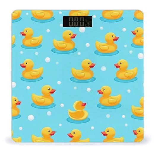 Women's Fashion Automatic Switch Digital Bathroom Weighing Scale Smart Scale Cute Funny Bubbles Blue Yellow Rubber Ducks