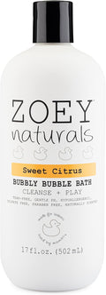 Zoey Naturals - Sweet Citrus Bubble Bath for Kids &amp Babies - Organic Tear-Free Non-Toxic Toddler Soap with Moisturizing Aloe &amp Avocado Oil - Long Lasting Bubbles - Made in USA 17 oz