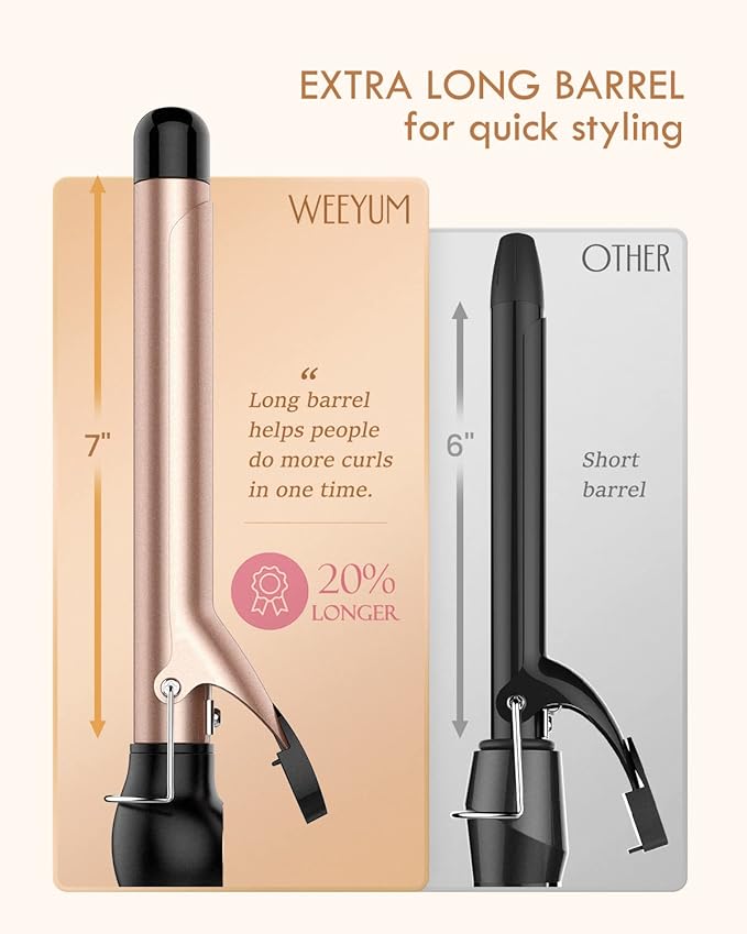 Curling Iron 1 Inch Barrel Long Barrel Curling Wand for Hair Ceramic Tourmaline Hair Curling Iron Dual Voltage