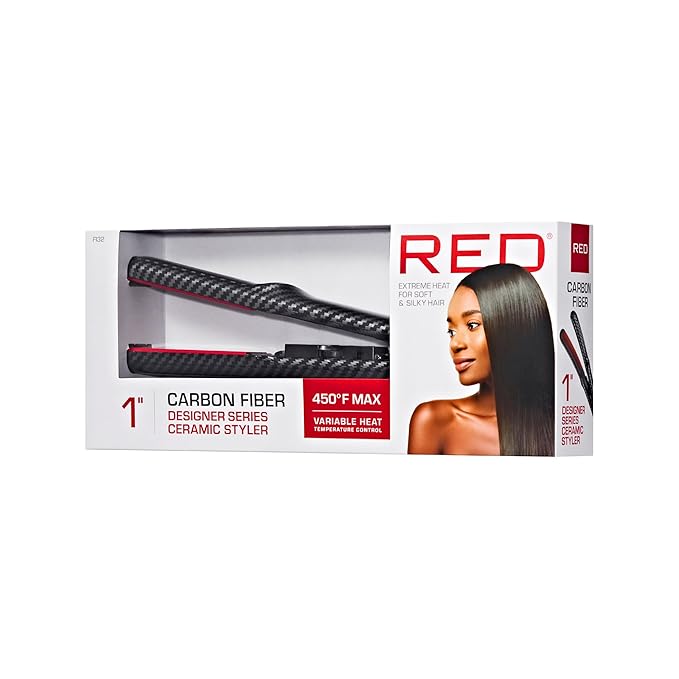 Red by Kiss 1 Designer Series Ceramic Styler Flat Iron – 450°F Max Heat Variable Heat Control 1 Inch Flat Iron for Soft &amp Silky Hair 360° Swivel Cord Frizz-Free Professional Styling Tool