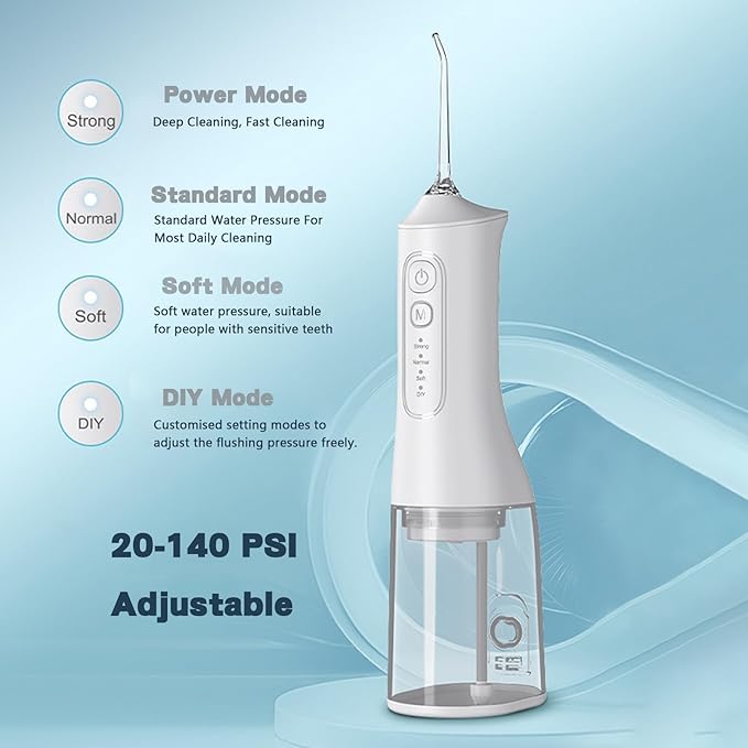 Water Flosser for Teeth CordlessElectric Dental Flosserwith 5 Professional Nozzles and 4 ModesIntelligent Memory300ml Water Tank1600 Pulses/minfor Orthodontics Home UseBlack/White (Black)