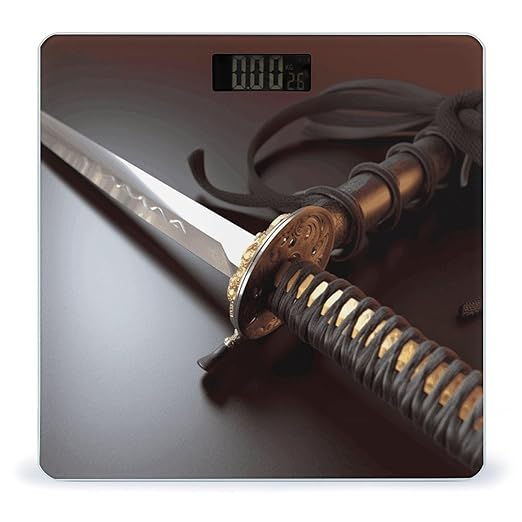 Japan Samurai SwordScale for Body Weight with LCD High Precision Weighing Scales Fashion Sturdy Tempered Glass Weight Scales Easy-to-Read Digital Bathroom Scale for Daily 400lb