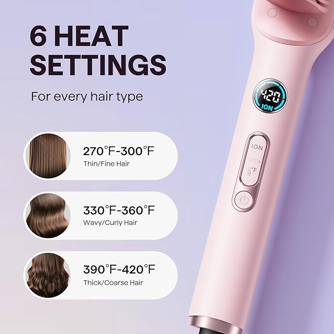 Wavytalk Hair Straightener Brush Sleek Sweep Ionic Straightening Brush Anti-Scald Ceramic Straightener Comb with LED Display for Super Smooth Hair Dual Voltage Pink.