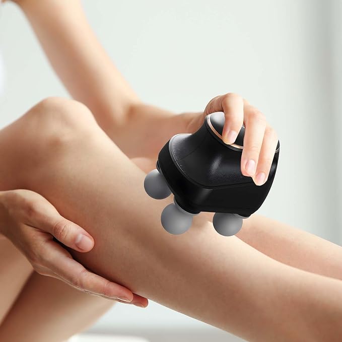 2025 New 4-Head Deep Tissue Electric Percussion Massager for Muscle Relaxation - 5 Adjustable Levels Rechargeable Vibration Massage Device for Neck Back Shoulder Leg (Black)