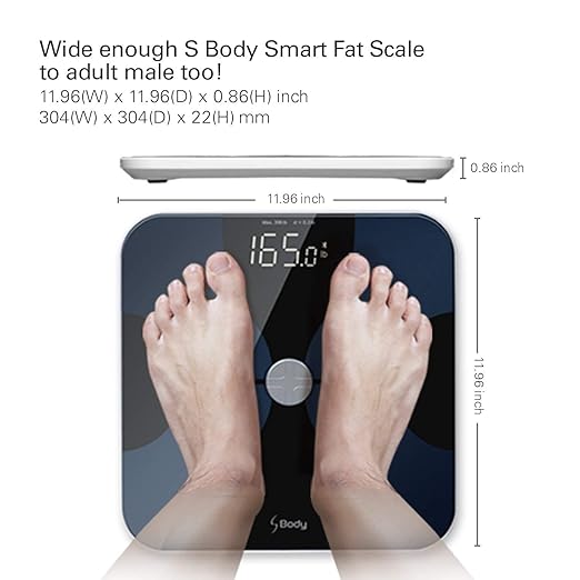 VisionTechShop S Body High Precision Ultra Wide Digital Body Weight Bathroom Scale up to 396lb/180kg Super-Clear Large LED DisplayStep-On Technology Black