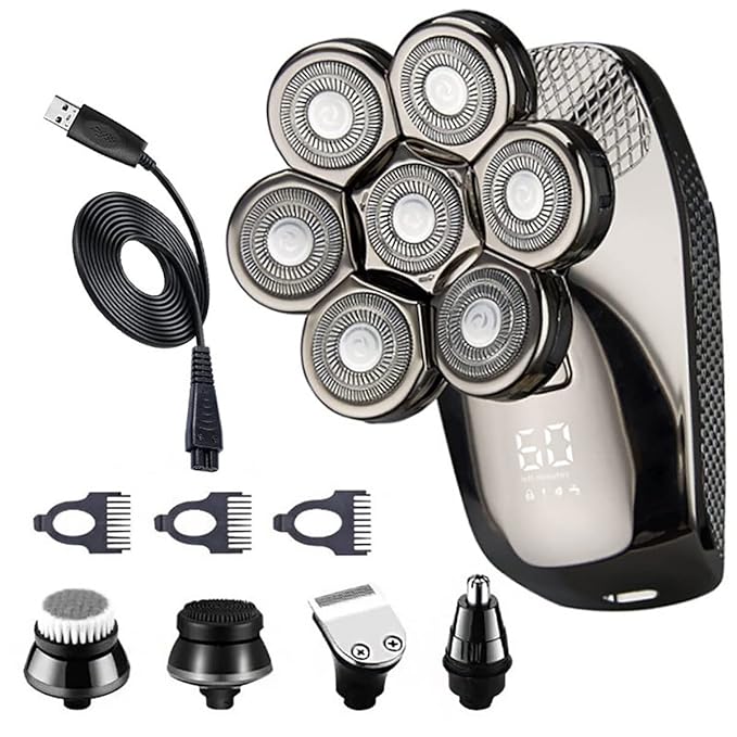 Electric Razor for Men 7-blade Rechargeable Electric Shaver For Men 5 In 1 Groomer Face Body Beard Hair Trimmer Electric Razor Bald Head Shaving Machine