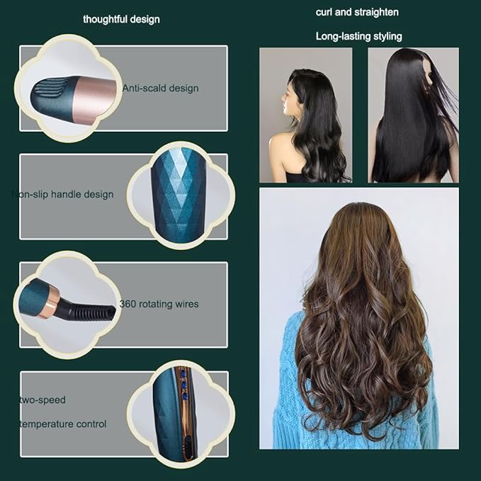 DONGXIAO Curling iron curling iron straightener handy curl and straightener for straight and curly hair straight curly and fluffy hair (Color:Black)