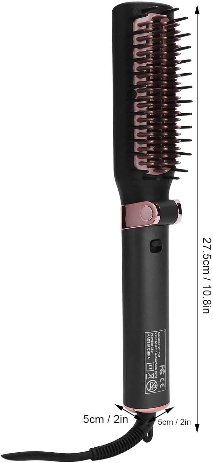Straightening Comb for Hair Electric Folding Straightener Brush 2-in-1 Hot Brush Hair Straightener Compatiable for Home Salon Travel(US)