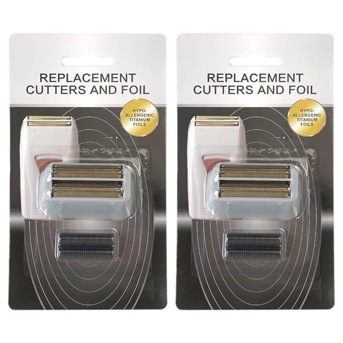 2-Sets Replacement Shaving Head &amp Cutter Blades with Hypo-Allergenic Gold Foil Head Compatible for Andis 17150(TS-1)/17155/17200