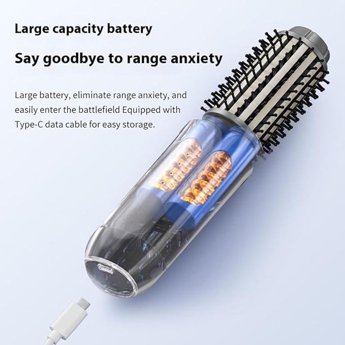 Cordless Curling Iron BrushUSB Rechargeable Portable Travel Mini Hair Curler3 Temperatures | Fast Heating2600mAh Wand with Negative Ion for CurlTouch-UpDe-Frizz &amp Styling (White)