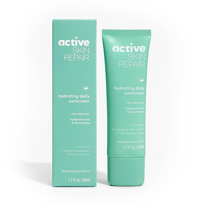 Active Skin Repair SPF 50 EWG-Certified Hydrating Daily Sunscreen and Face Moisturizer Non-Nano Zinc Non-Toxic Broad Spectrum Protection Hydrating Mineral Facial Sunscreen 1.7 fl. oz.