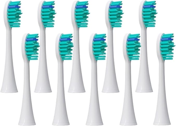 Brush Heads Compatible for with Philips Sonicare Tips Soft Dupont Nozzles Vacuum Sealed Packaged Hx3/6/8/9 Series General(10pcs Bluegreen)