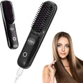 GoBrush for Short HairPortable Straightener Brushes for Travel2026 Go Brush Cordless Ceramic Hair Straightener with LCD Temperature DisplayFast Styling Brush (Black)