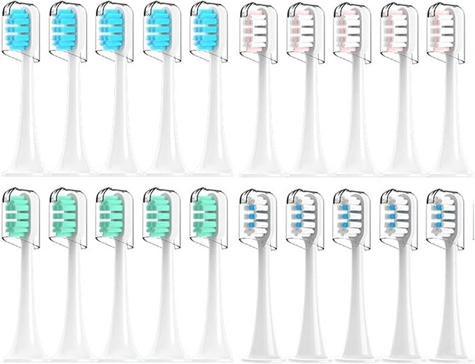Compatible for T300/T500/T700 Electric Toothbrush Heads Refill 4/20Pcs(4Green)