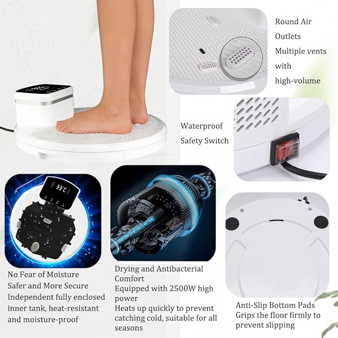 Full Body Dryer After Shower 2500W Negative Ions Body Care Dryer Feet Touch Panel Waterproof Non-Slip Adjustable Cold Warm High air Volume Design with Pre Warm Home Hotel Swimming Pool Spa