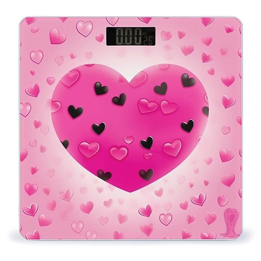 Digital Bathroom Scale for Body Weight Scale with Bright LCD Display High Accuracy Step-On Technology Auto On/Off Pink Love Heart Digital Scales 400 Lbs /180kg