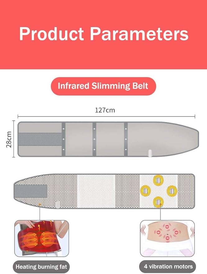 Electric Slimming Heating Belt-with 12 Natural Jade Tourmalines Hot Compress and Vibration Function-360° Full Circle Heating-Help Relieve Back and Waist Pain-50×11 Inches PU Material