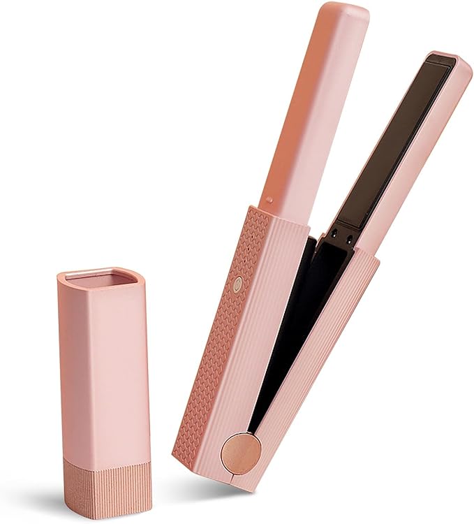 Hair Straightener Flat Iron Cordless Quickly Heating Rollers Hair Curlers Hair Curling Iron Hot Tools Flat Iron for Girls Women(Pink)