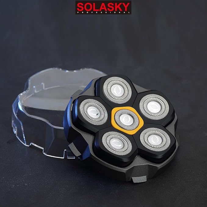 2 Pcs 6 Blade Magnetic Replacement Shaving Head Washable Shaver Blade Heads Replacement for Head Shaver Razor for Men