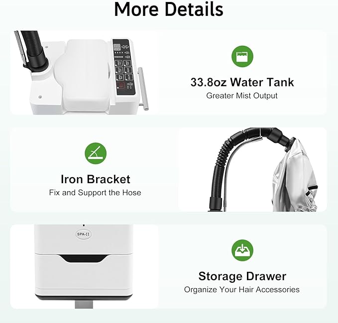 Nano Hair Steamer Machine 110V 500W Professional Micro Mist Salon Hair Processor with Wheels Salon Spa Equipment Vertical Nano Hair Steamer for Deep Hair Care Repair Hair Styling
