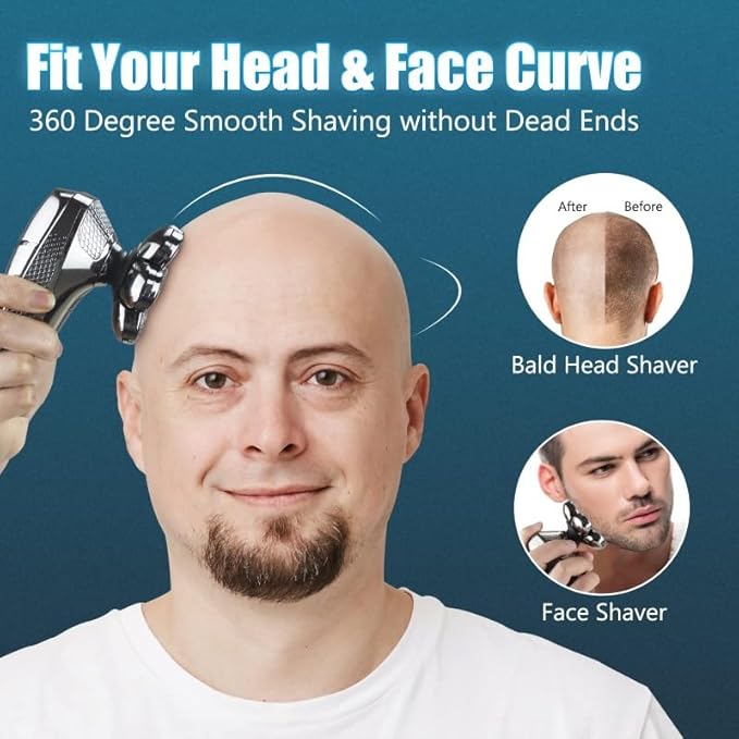 Head Shavers for Bald Men 5 in 1 Head Shavers for Men 7D Cordless Bald Head Shaver Wet&ampDry Waterproof Electric Razor for Men with LED Display Grooming Kit