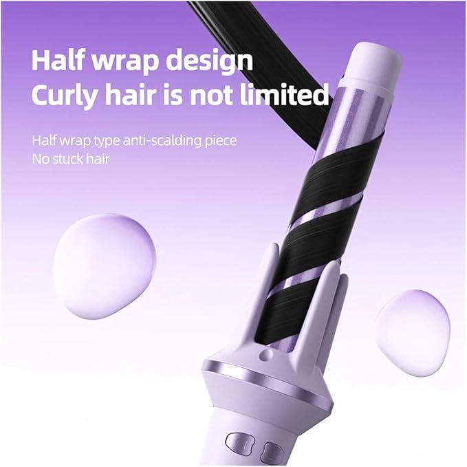 Automatic Curling Iron 28mm/32mm Large Wave Iron Quick Heating(Purple-32mm with BoxEU)