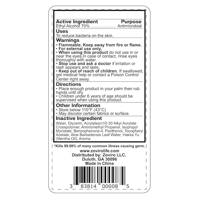 Zoviro Hand Sanitizer Gel 2 Fl Oz Flip-Cap Bottle Moisturizing with Essential Oils and Aloe Refreshing Scent Rinse-Free Formula Mini Hand Sanitizer Travel Size (Pack of 50)