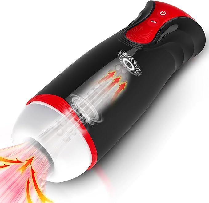 Male Masterburbatar Hands Free with 10 Viboators Massagers Sucking Modes Automatic Male Mastusbafor Tight Sleeve Hoodies Pocket Puzzy Silicone Electric Massager Machine PWO03 (red)