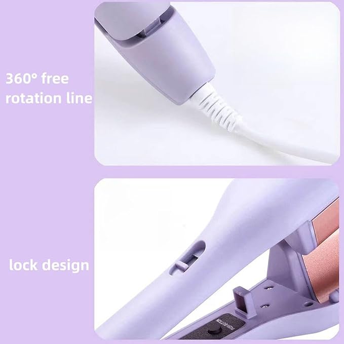 Hair Styling Tool with Negative Ionic Technology French Curls Iron Create Frizz-Free French Curls Effortlessly Curling Irons 15-Second Heat-Up (Pink)