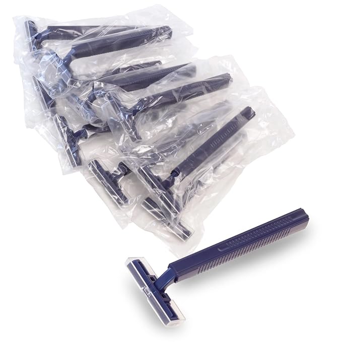 Freshscent (144 Pack) Individually Wrapped Twin Blade Razors with Clear Safety Cap Disposable Bulk Packed Sold by the Case. Unisex.