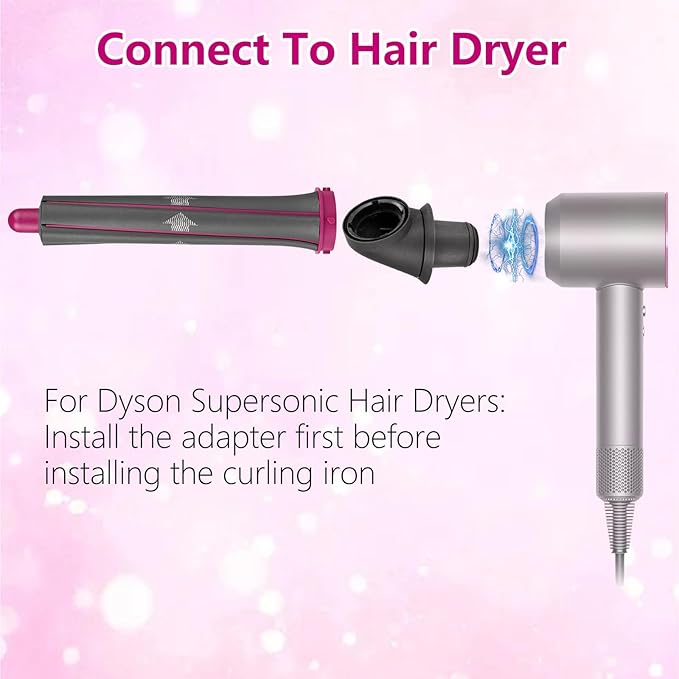 1 Pair 30mm/1.2 Inch Long Hair Curling Barrels for Dyson Airwrap Styler Attachment with 2 Upgraded Adapter for Convert Curling Iron Into A Hair Dryer HD01 HD02 HD03 HD04 HD07 HD08 HD15 HD16
