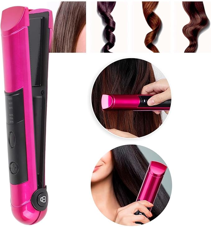 USB Rechargeable Multifunctional Mini Hair Straightener Curler Hair Styling Tool Curling Straight Dual Use Curling Iron for Home