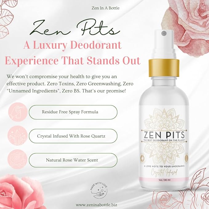 Zen Pits Deodorant - Luxury Deodorant for Women &amp Men - Lasts 4 Times as Long Compared to Others - Clear Spray No Residue Natural Non-Toxic Aluminum Free Eco-Friendly - Lasts up to 72 hours