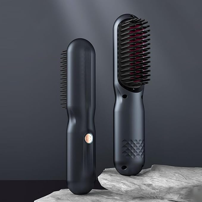 Hair Straightening Brush - Rechargeable 3-Temp Hot Comb - Negative Ion Hot Brush Hair Straightenerfor Women Volumizing Frizz Control Home Travel Party Wedding Birthday Christmas