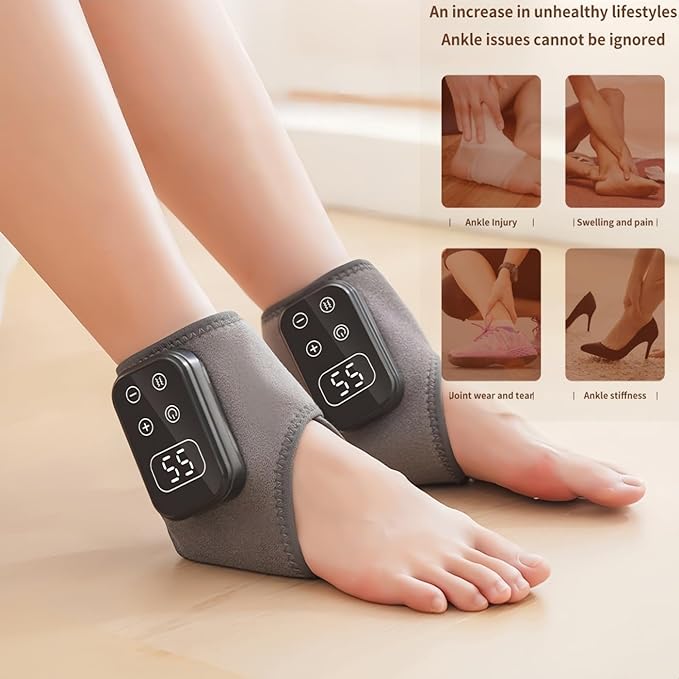 Foot Renew Triple Method Massager Foot Massager with Heat Vibration for Neuropathy Pain Relief Ankle Relaxation Portable Wireless Massager for Home Office Travel (Black-2pc)