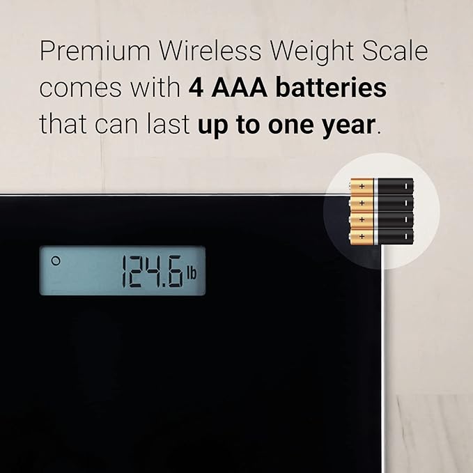 A&ampD Medical Digital Body Weight Scale - UC-352BLE - Bluetooth Bathroom Weight Machine Syncs with A&ampD Heart Track App - 450lb (200kg) - Batteries Included Black