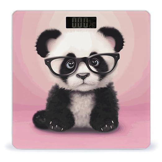 Baby Panda with Glasses Bathroom ScaleHighly Accurate Digital Weighing Machine for People Bright LED Display Weight Scale for The Aldult Home Use