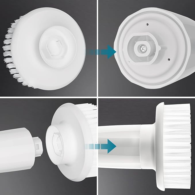 Tilswall M3 Brush Heads 4 Pack Replacement Brush Heads for Electric Spin Scrubber Cordless Shower Scrubber Rotating Cleaning Brush for Tile Grout/Floor/Tub/Bathroom