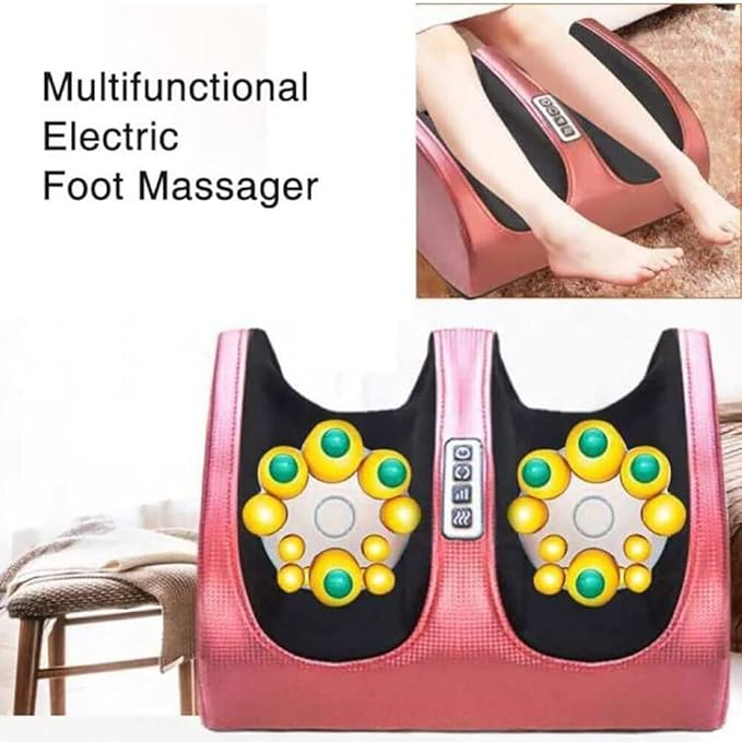 Foot Massager Machine Kneading and Rolling Electric Foot Massager Foot Massager for Plantar Fasciitis Multi-Functional Leg Calf Ankle Massager (Color : Red)