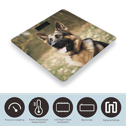 Animal German Shepherd Weight Scale for Body Weight Digital Bathroom Scale High Capacity Accurate Digital Weighing Scales and Easy-to-Read on Backlit LCD Display Scales