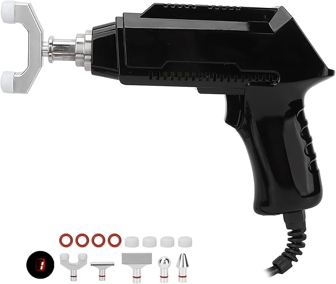 Electric Chiropractor Heat Resistant Chiropractor with 6 Levels of Regulable Force Correction Tool with Six Interchangeable Massage Heads(US)