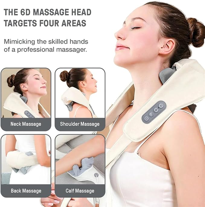 Neck &amp Shoulder Massager (Beige White)