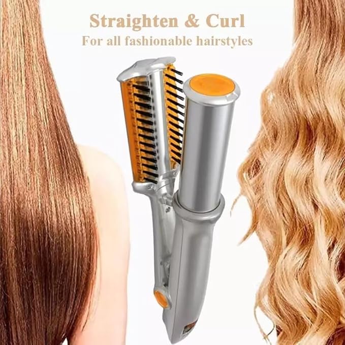 2 in 1 Rotating Curling Iron Fast Heat PTC Hair Straightener and Curler