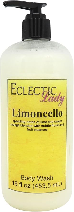 Eclectic Lady Liquid Pearl Body Wash - Limoncello Scent 3-in-1 Use For Bubble Bath Hand Soap &amp Body Wash Phthalate-Free Limoncello Fragrance Handcrafted in USA (16 oz)