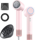 PLUZZ Professional Hair Dryer with Diffuser for Curly Hair 400M Negative Ionic Blow Dryer for Fast Drying 120000 RPM High-Speed Brushless Motor Low Noise Lightweight Travel-Friendly (Pink)
