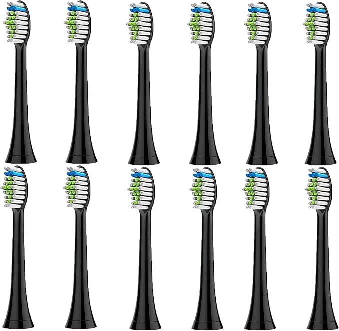 4pcs Replacement Brush Head Compatible with PH Sonic Care Diamondclean Electric Toothbrush(12pcs Black)