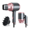 Wavytalk Portable Hair Dryer with Diffuser Foldable Mini Hair Dryer with Lightweight Design 1600W Small Hair Blow Dryer with Diffuser for Curly Hair Fast Drying Rose Pink